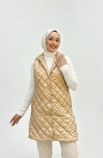 Gewatteerd Vest Met Drukknopen 71150-01 Beige 71150-01