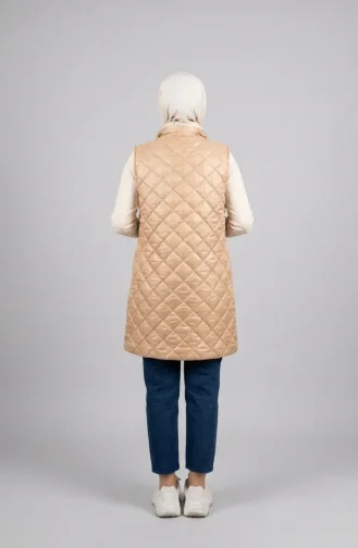 Gewatteerd Vest Met Drukknopen 71150-01 Beige 71150-01