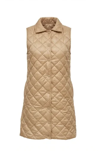 Gewatteerd Vest Met Drukknopen 71150-01 Beige 71150-01