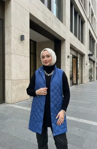 Gewatteerd Vest Met Drukknopen 71150-02 Indigo 71150-02