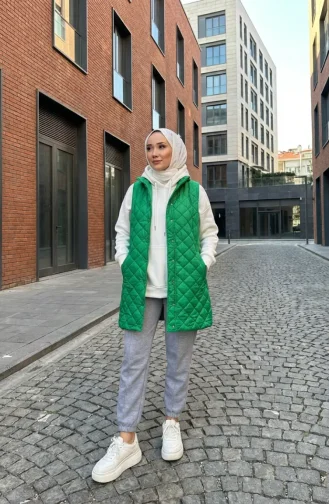 Gewatteerd Vest Met Drukknopen 71150-03 Groen 71150-03