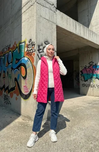 Steppweste Mit Druckknöpfen 71150-04 Fuchsia 71150-04