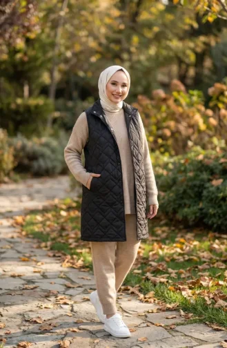 Gewatteerd Vest Met Drukknopen 71150-06 Zwart 71150-06