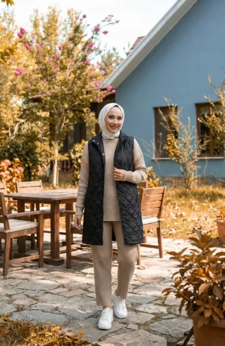 Gewatteerd Vest Met Drukknopen 71150-06 Zwart 71150-06