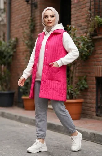 Kapitone Yelek 71152-01 Fuşya