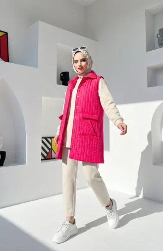 Kapitone Yelek 71152-01 Fuşya