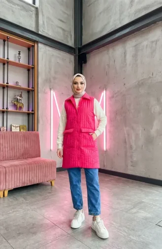 Kapitone Yelek 71152-01 Fuşya