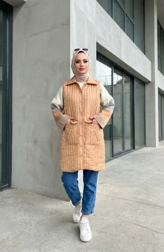 Kapitone Yelek 71152-03 Bej