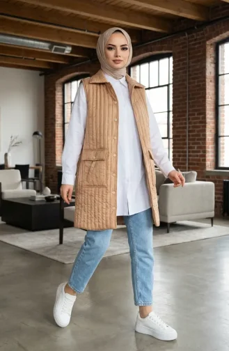 Kapitone Yelek 71152-03 Bej