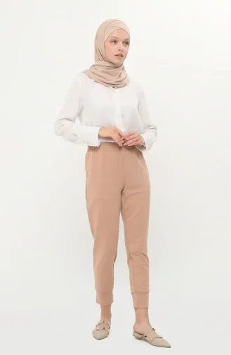 Pantalon à Taille élastique 71125-04 Beige 71125-04