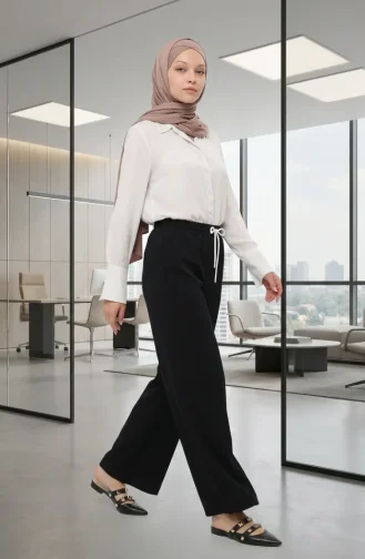 Pantalon à Taille élastique 71126-08 Noir 71126-08