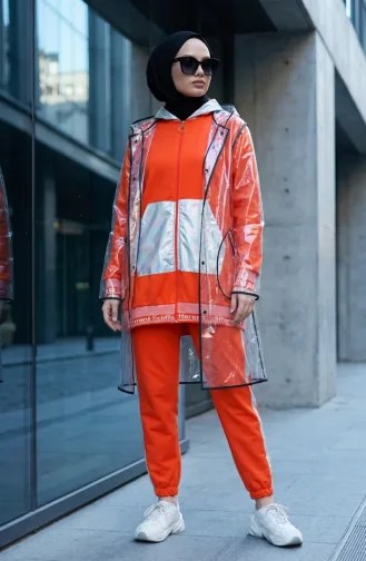 Hooded Zip-Up Two-Piece Set 70078-02 Orange 70078-02