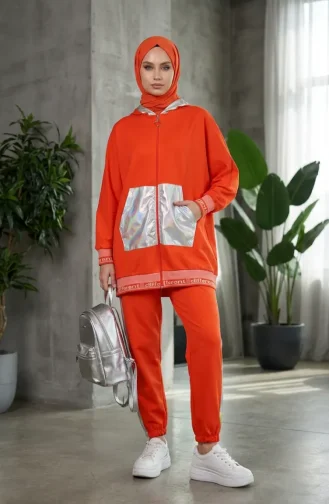 Hooded Zip-Up Two-Piece Set 70078-02 Orange 70078-02