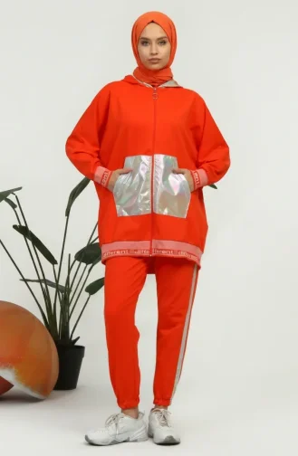 Hooded Zip-Up Two-Piece Set 70078-02 Orange 70078-02