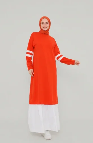 Garnished Sporty Hijab Dress 71079-01 Orange 71079-01