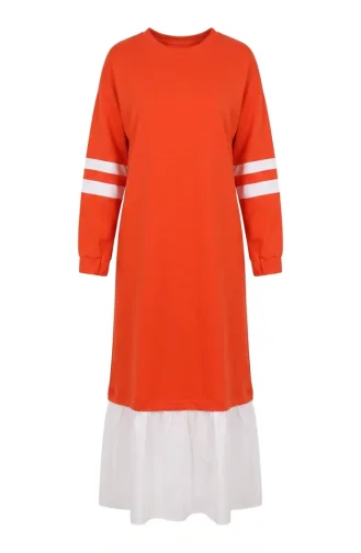 Garnished Sporty Hijab Dress 71079-01 Orange 71079-01