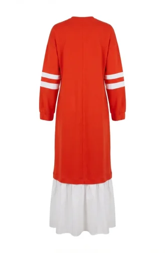 Garnished Sporty Hijab Dress 71079-01 Orange 71079-01