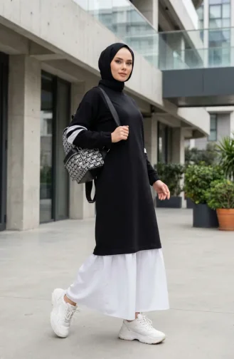 Garnili Sportliches Hijab-Kleid 71079-05 Schwarz 71079-05