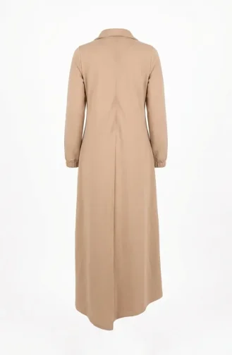 Asymmetrical Zippered Hijab Dress 71140-01 Beige 71140-01