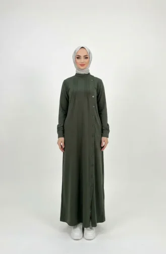 Robe Hijab Plissée à Boutons 71146-02 Kaki 71146-02