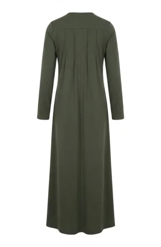 Robe Hijab Plissée à Boutons 71146-02 Kaki 71146-02