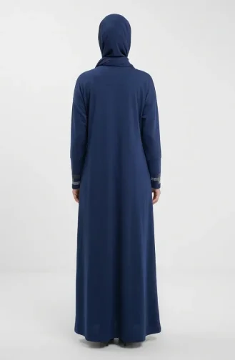 Zippered Embellished Abaya 71181-02 Indigo 71181-02