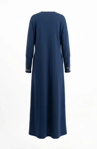 Zippered Embellished Abaya 71181-02 Indigo 71181-02