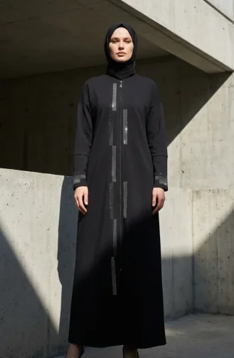 Abaya Mit Reißverschluss Und Verzierungen 71181-03 Schwarz 71181-03