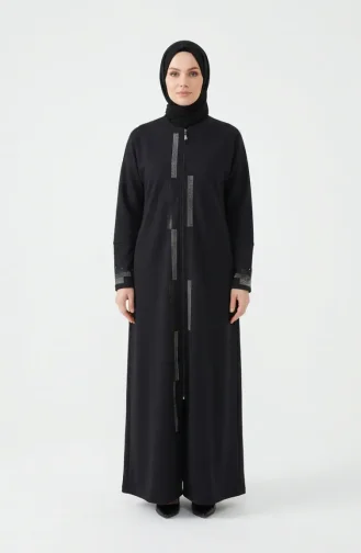 Abaya Mit Reißverschluss Und Verzierungen 71181-03 Schwarz 71181-03