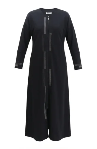 Abaya Mit Reißverschluss Und Verzierungen 71181-03 Schwarz 71181-03