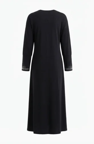 Abaya Mit Reißverschluss Und Verzierungen 71181-03 Schwarz 71181-03