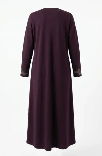 Abaya Mit Reißverschluss Und Verzierungen 71181-04 Pflaume 71181-04