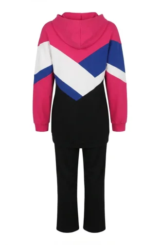 Color Block Hooded Two-Piece Set 71022-02 Black Pink 71022-02