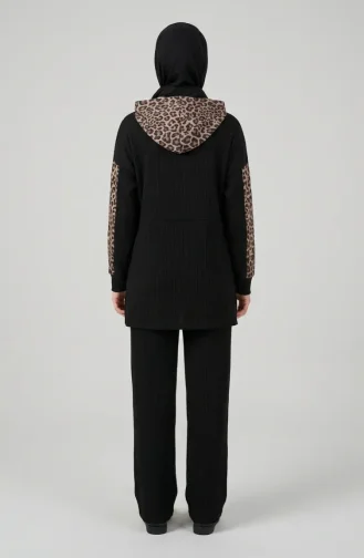 Zweiteiliges Set Mit Kapuze Und Leopardenmuster 2224-03 Braun 2224-03