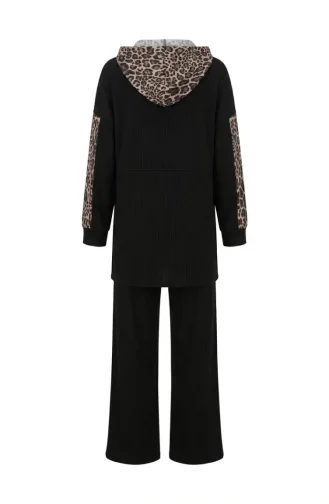 Zweiteiliges Set Mit Kapuze Und Leopardenmuster 2224-03 Braun 2224-03