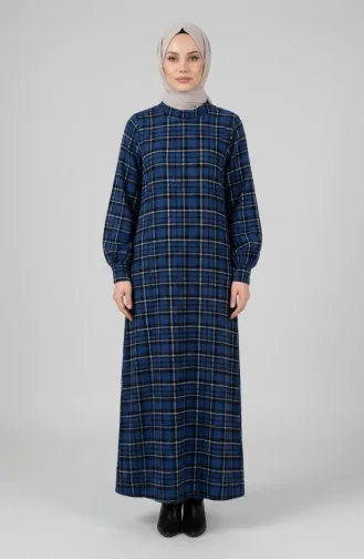 بدلة شتوية بنقشة مربعات، لون أزرق داكن، رقم الموديل 2507-01 2507-01
