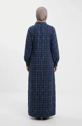 بدلة شتوية بنقشة مربعات، لون أزرق داكن، رقم الموديل 2507-01 2507-01