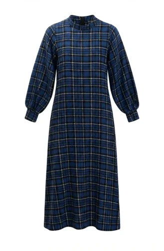 بدلة شتوية بنقشة مربعات، لون أزرق داكن، رقم الموديل 2507-01 2507-01