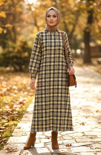 بدلة شتوية بنقشة مربعات على طراز الحطاب، لون أصفر، رقم الموديل 2507-02 2507-02