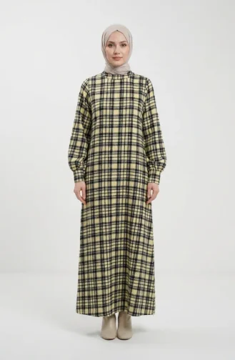 بدلة شتوية بنقشة مربعات على طراز الحطاب، لون أصفر، رقم الموديل 2507-02 2507-02