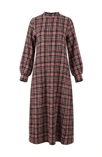 Geruite Houthakkerswinterjurk 2507-04 Roze 2507-04