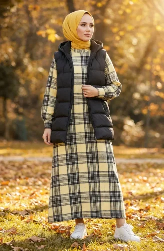 Plaid Patterned Lumberjack Winter Suit 2508-01 Yellow 2508-01