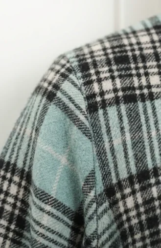 فستان شتوي بنقشة مربعات بنمط حطاب، 2508-02، أخضر فاتح 2508-02