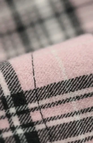 فستان شتوي بنقشة مربعات بنمط حطاب، 2508-03، لون وردي فاتح 2508-03