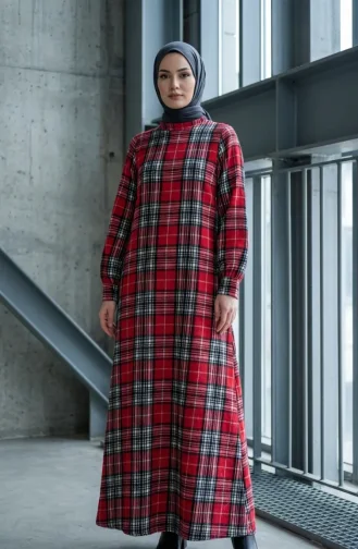 بدلة شتوية بنقشة مربعات على طراز الحطاب، رقم الموديل 2508-05، لون أحمر 2508-05