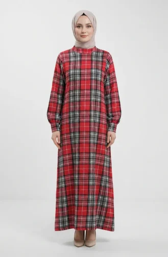 بدلة شتوية بنقشة مربعات على طراز الحطاب، رقم الموديل 2508-05، لون أحمر 2508-05
