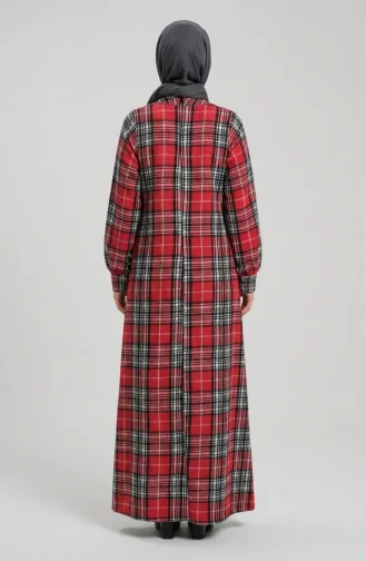 بدلة شتوية بنقشة مربعات على طراز الحطاب، رقم الموديل 2508-05، لون أحمر 2508-05
