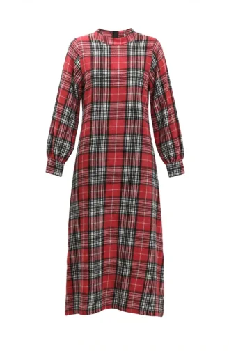 بدلة شتوية بنقشة مربعات على طراز الحطاب، رقم الموديل 2508-05، لون أحمر 2508-05