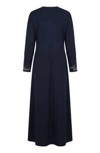 عباية مزينة بسحاب 71181-01 لون كحلي 71181-01