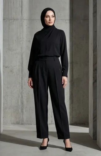 Plus Size Double Leg Trousers 31268-01 Black 31268-01